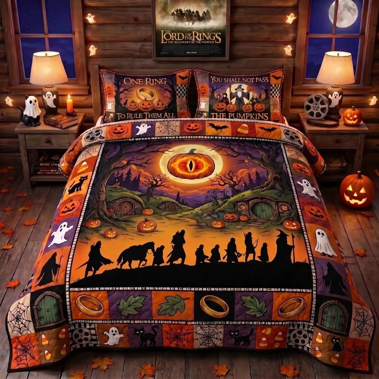 Lord of the Rings Halloween Eye of Sauron Quilt Bedding Set