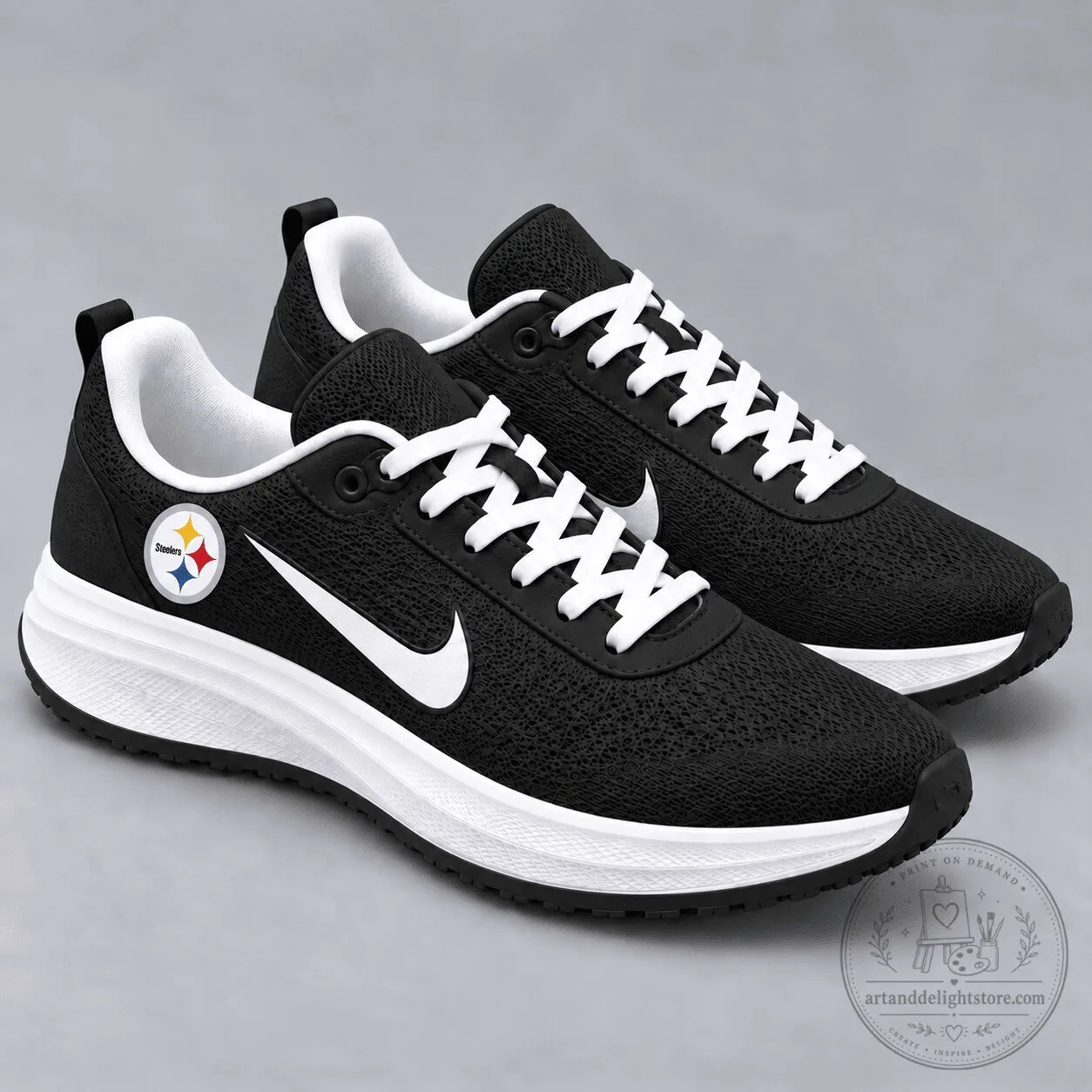 Pittsburgh Steelers NFL Team Logo Black Running Shoes
