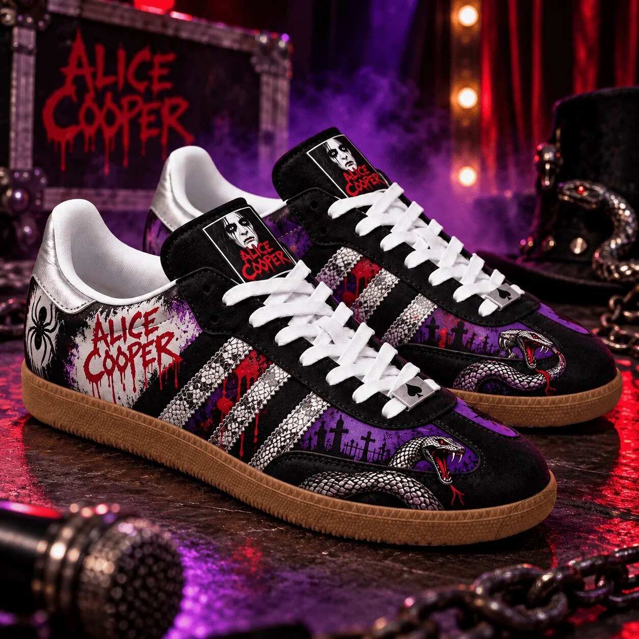 Alice Cooper Rock and Roll Band Graphic Print Shoes