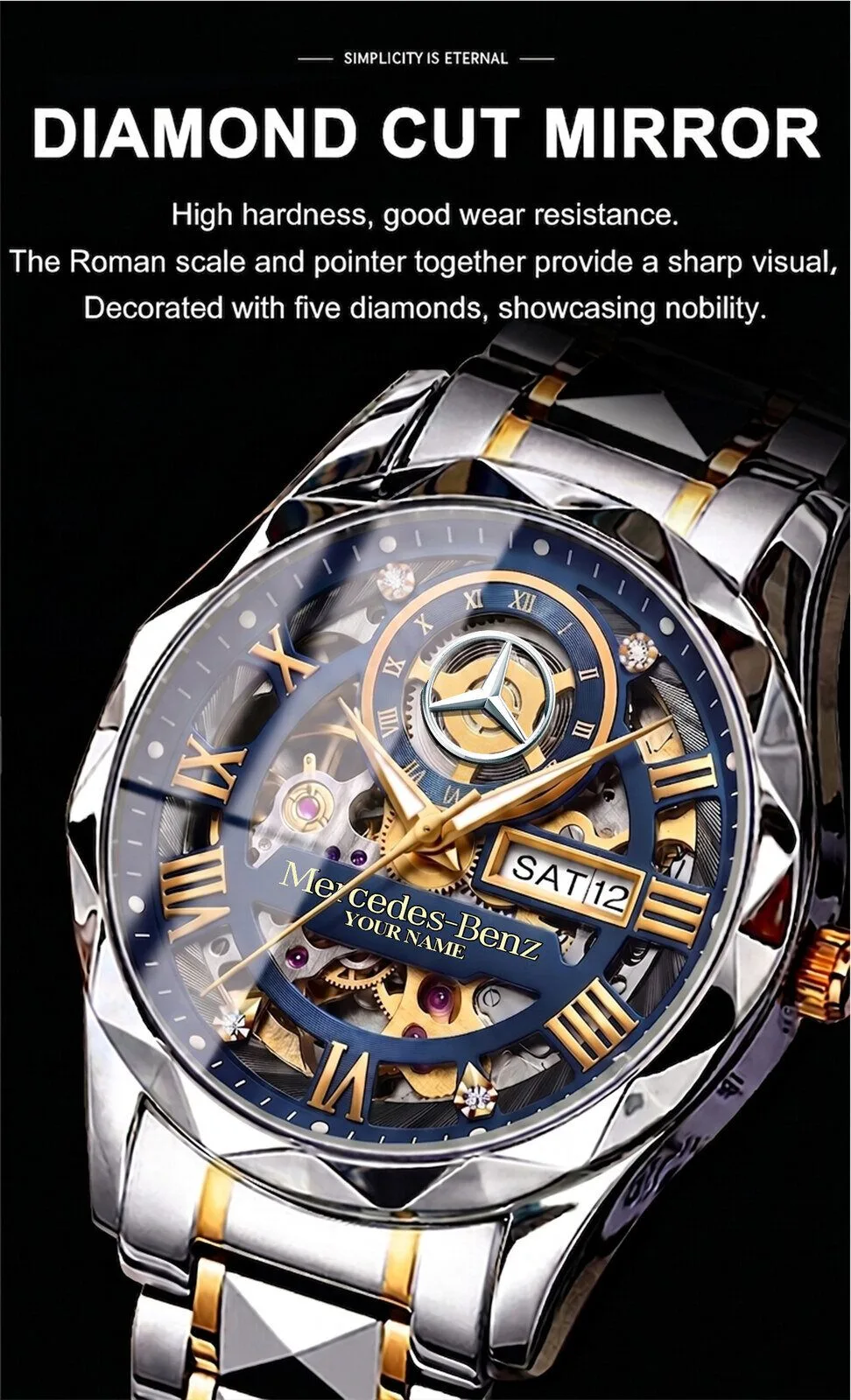 Mercedes-Benz Elegant Fashion Design Custom Name Stainless Steel Watch 7 Mercedes-Benz Elegant Fashion Design Custom Name Stainless Steel Watch