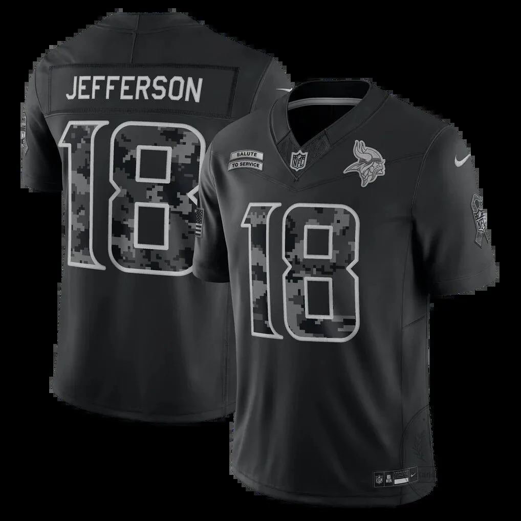Minnesota Vikings Salute To Service Jersey in Black featuring Justin Jefferson
