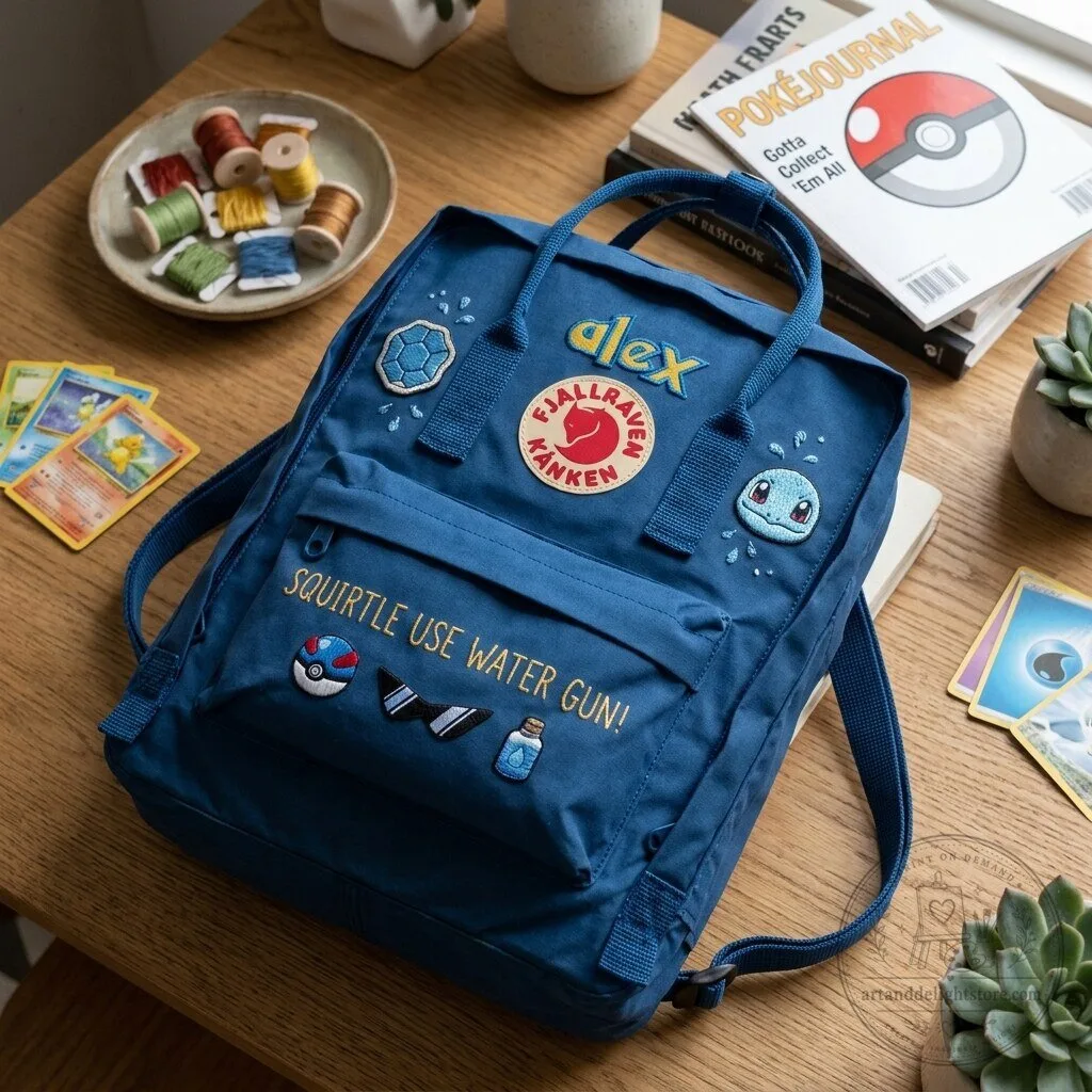 Pokemon Squirtle Use Water Gun Embroidered Fjallraven Kanken Backpack
