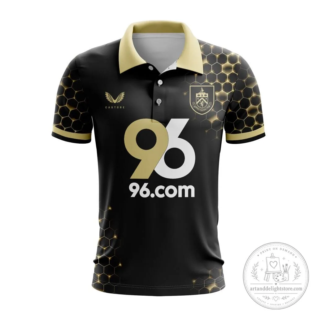 Burnley Football Club Third Kit Gold Hexagon Pattern Polo Shirt