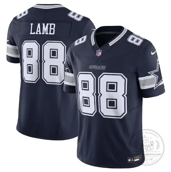 Dallas Cowboys Football CeeDee Lamb Navy Blue Game Jersey
