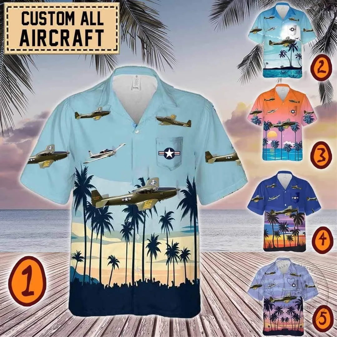 Navion Aircraft Palm Trees Tropical Hawaiian Shirt