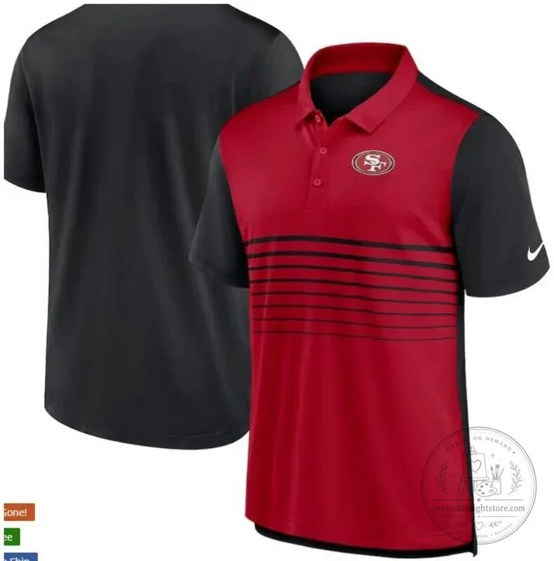 San Francisco 49ers Red Black Striped Performance Polo Shirt 1 San Francisco 49ers Red Black Striped Performance Polo Shirt