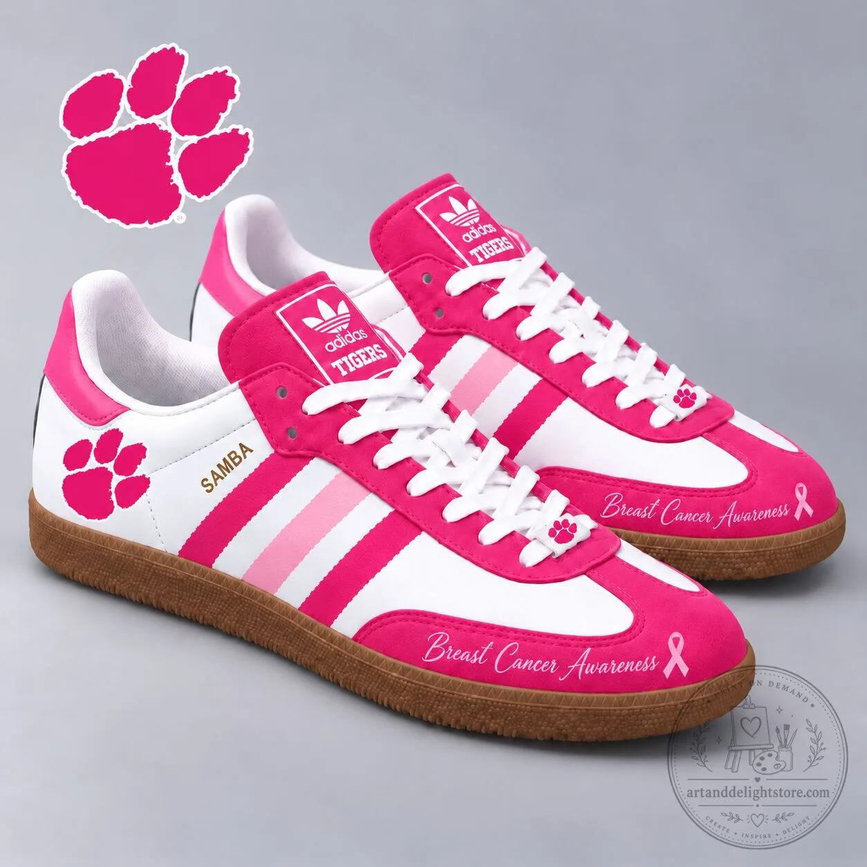 Clemson Tigers Breast Cancer Awareness Pink Samba Shoes