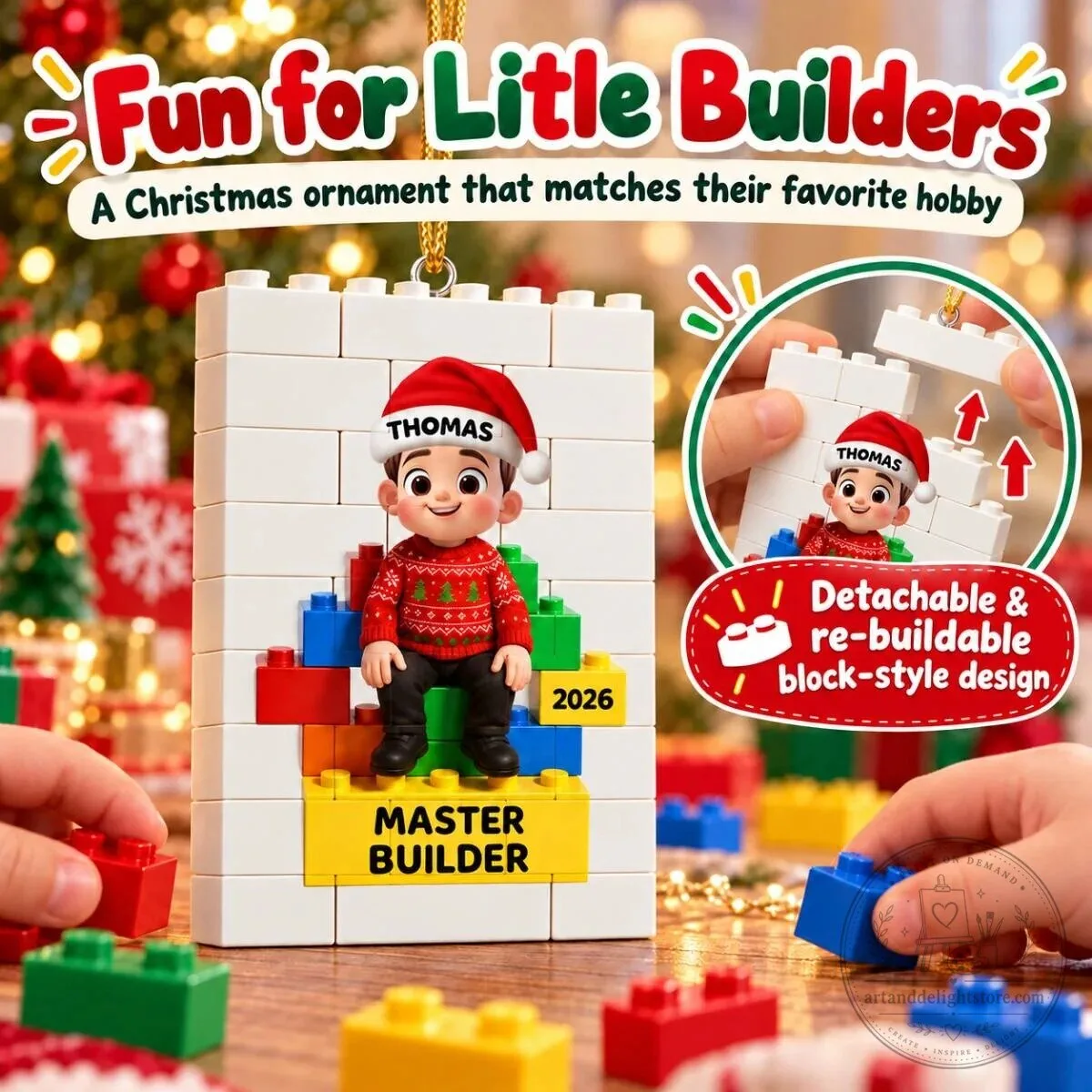 Personalized Master Builder Christmas Ornament for Kids, Son, Daughter, Grandson, Granddaughter 14 Personalized Master Builder Christmas Ornament for Kids, Son, Daughter, Grandson, Granddaughter