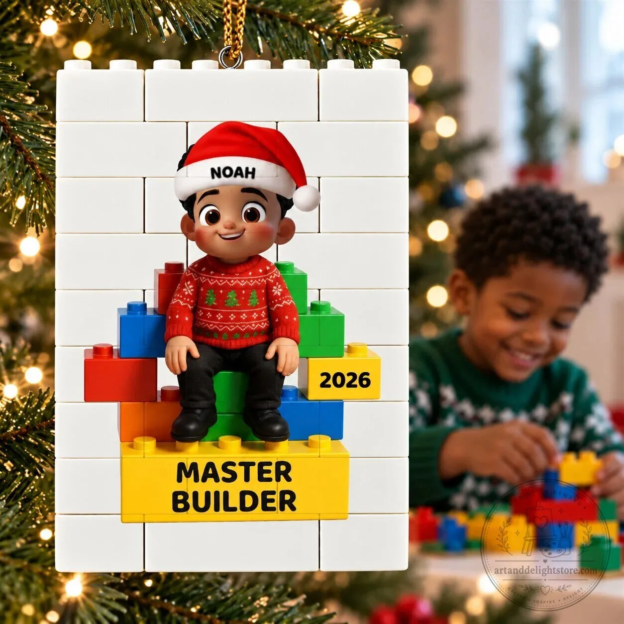 Personalized Master Builder Christmas Ornament for Kids, Son, Daughter, Grandson, Granddaughter 18 Personalized Master Builder Christmas Ornament for Kids, Son, Daughter, Grandson, Granddaughter
