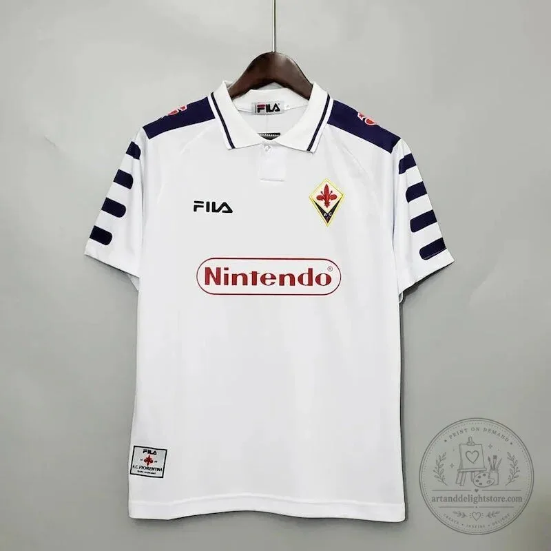 Fiorentina 1998 Away Retro Football Jersey with Nintendo Sponsor