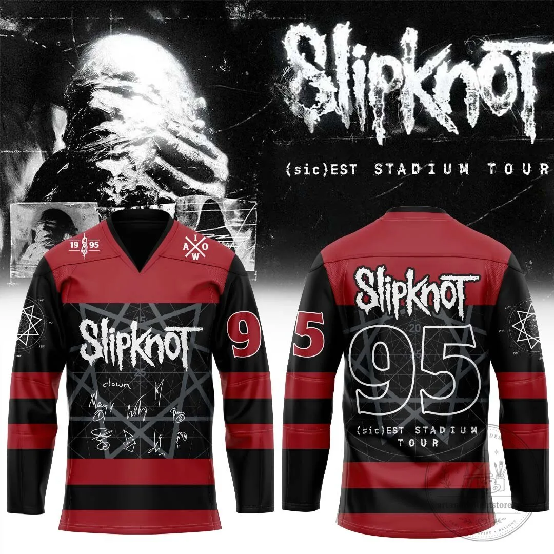 Slipknot (sic)EST Stadium Tour 1995 Band Hockey Jersey 1 Slipknot (sic)EST Stadium Tour 1995 Band Hockey Jersey