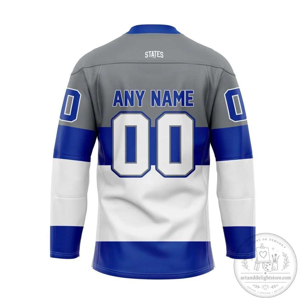 Air Force Falcons Personalized Gray White Blue Hockey Jersey 3 Air Force Falcons Personalized Gray White Blue Hockey Jersey