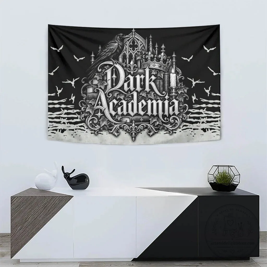 Dark Academia Raven Gothic Castle Black and White Wall Decor Tapestry 8 Dark Academia Raven Gothic Castle Black and White Wall Decor Tapestry