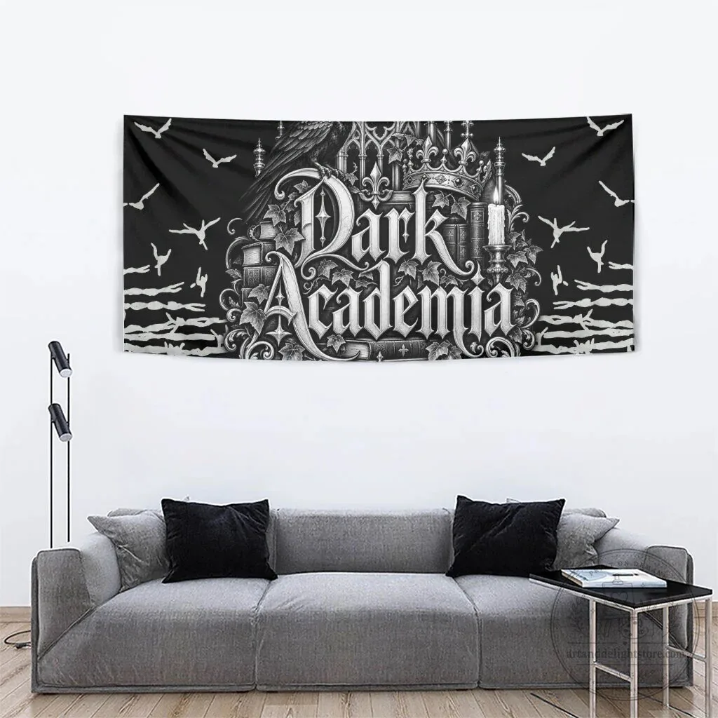 Dark Academia Raven Gothic Castle Black and White Wall Decor Tapestry 10 Dark Academia Raven Gothic Castle Black and White Wall Decor Tapestry