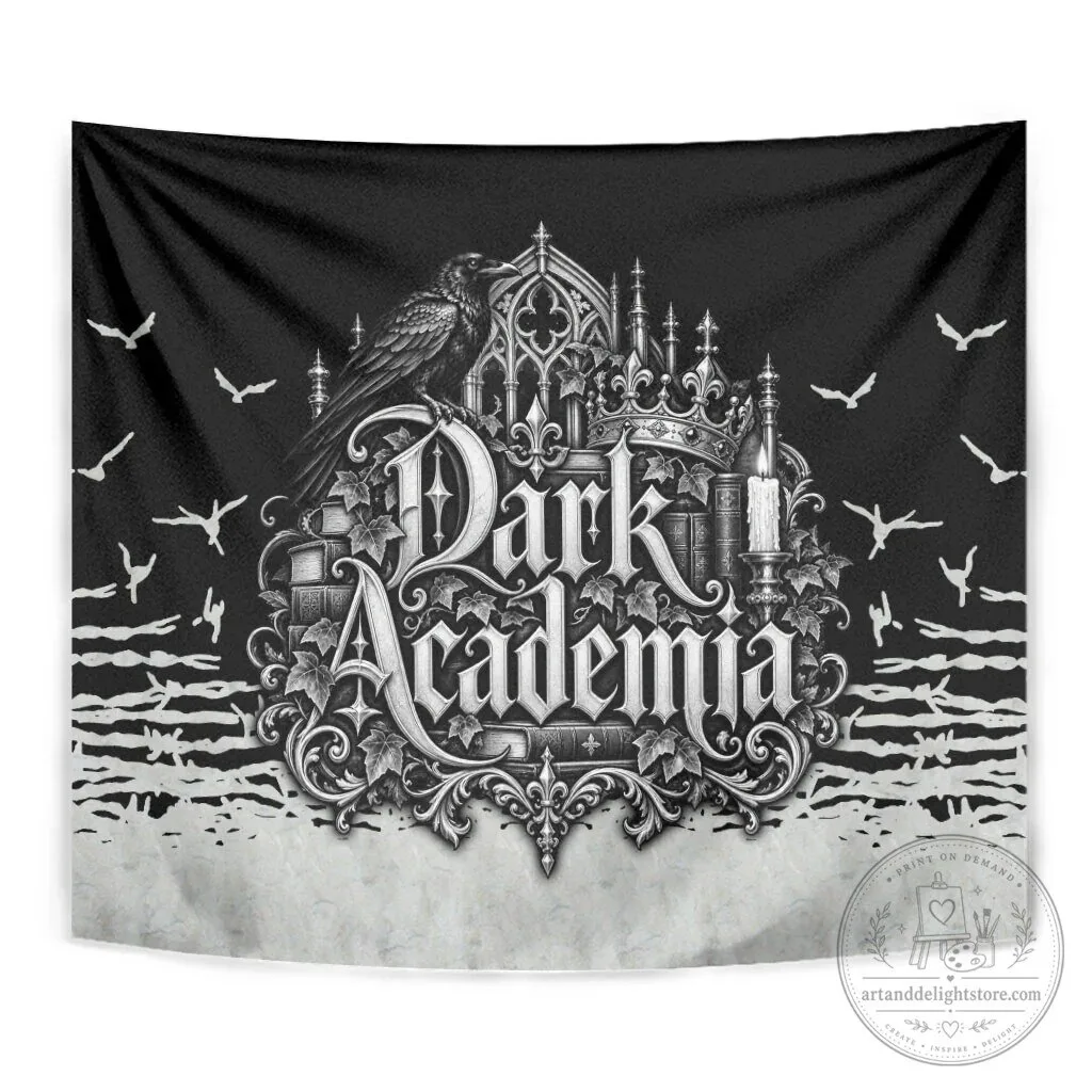 Dark Academia Raven Gothic Castle Black and White Wall Decor Tapestry 11 Dark Academia Raven Gothic Castle Black and White Wall Decor Tapestry
