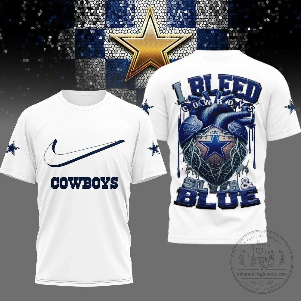 Dallas Cowboys Shirt I Bleed Silver And Blue NFL Football Fan T-Shirt
