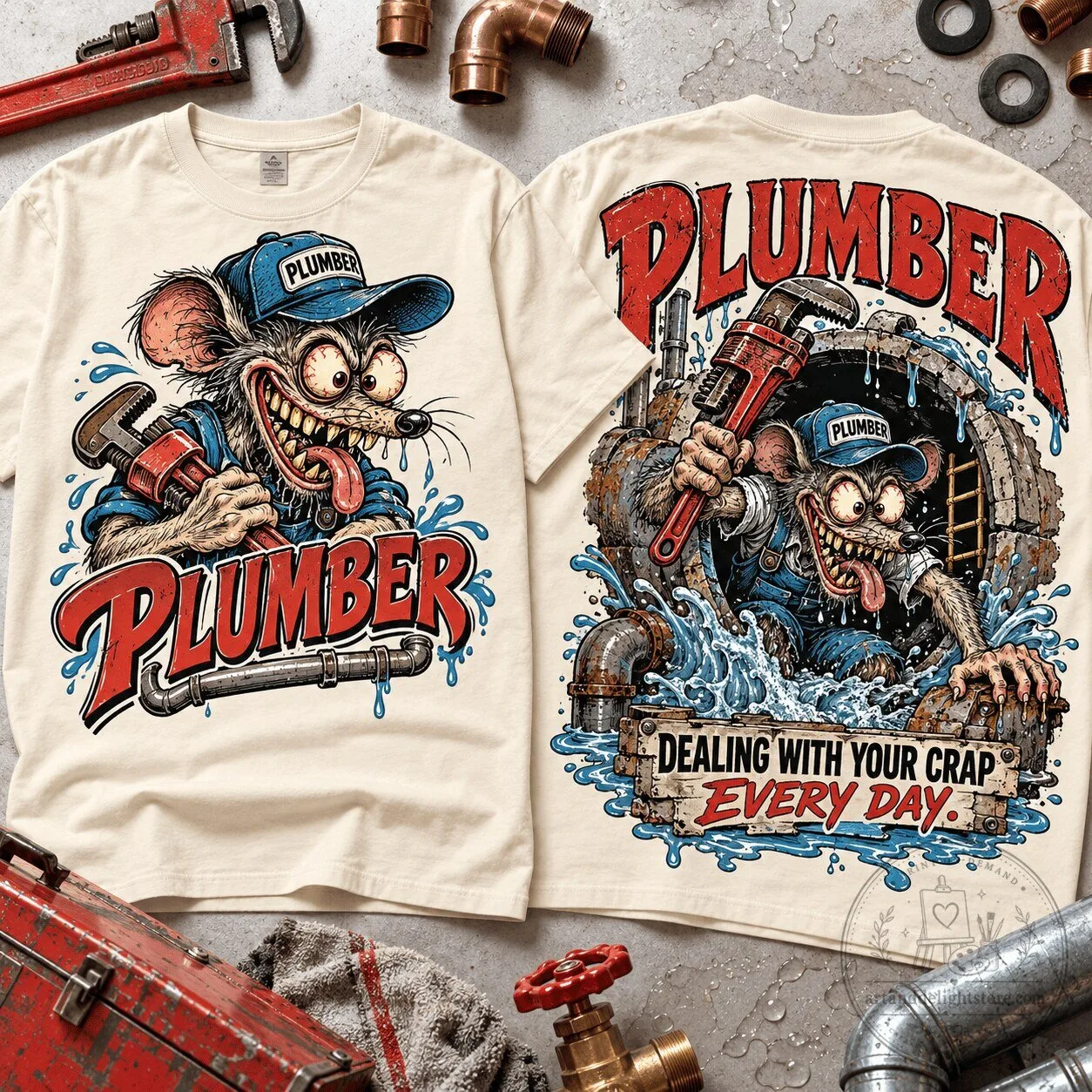 Rat Fink Plumber Dealing With Your Crap Every Day Funny T-Shirt