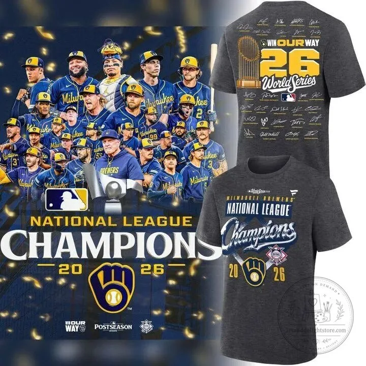 2026 National League Champions T-Shirt for Milwaukee Brewers - World Series Edition