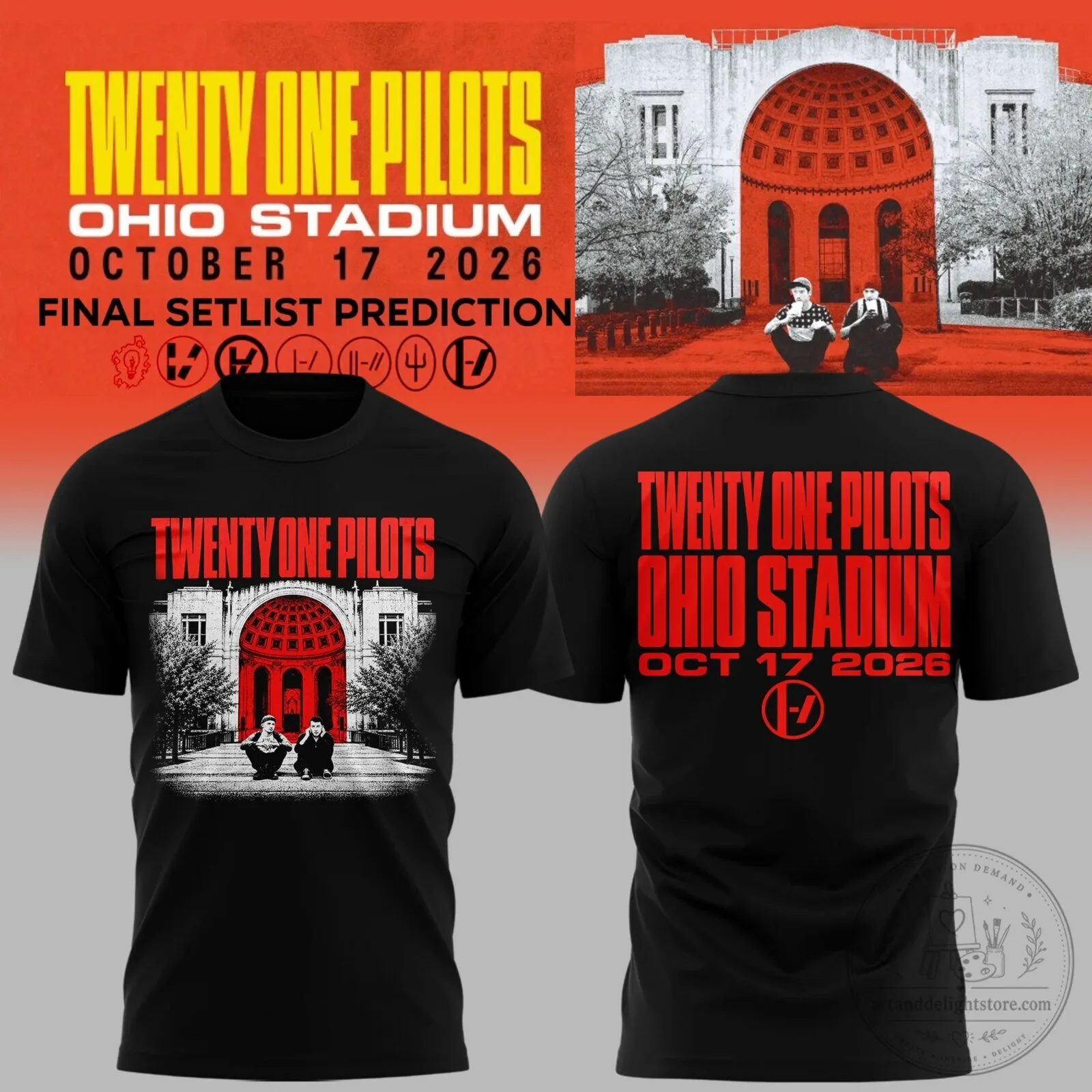Twenty One Pilots Ohio Stadium October 17 2026 Concert Tour Black T-Shirt