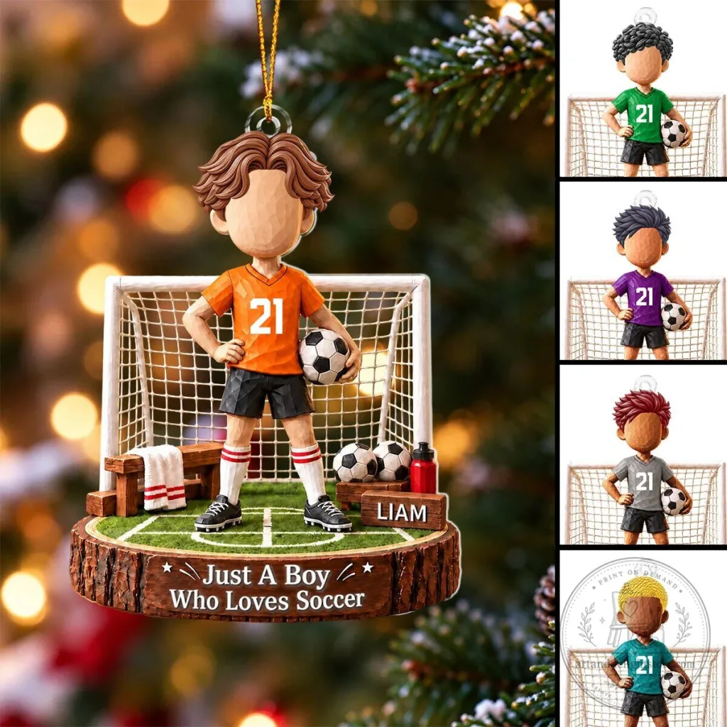 Personalized Soccer Player Christmas Ornament Custom Name Gift For Boys Who Love Soccer Personalized Soccer Player Christmas Ornament Custom Name Gift For Boys Who Love Soccer