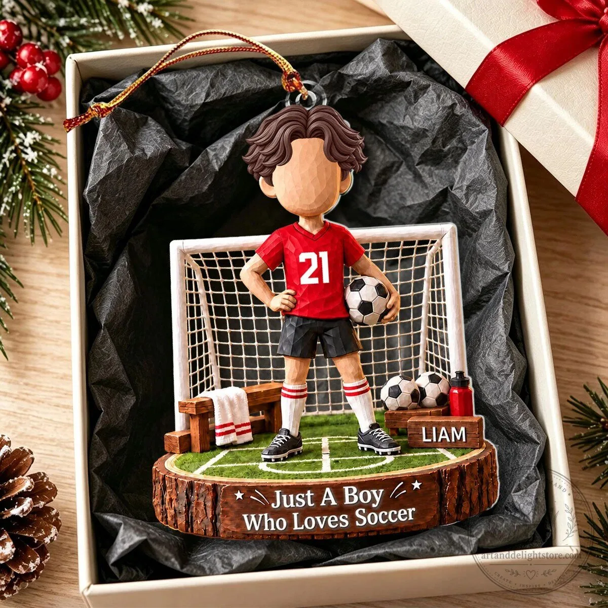 Personalized Soccer Player Christmas Ornament Custom Name Gift For Boys Who Love Soccer 3 Personalized Soccer Player Christmas Ornament Custom Name Gift For Boys Who Love Soccer