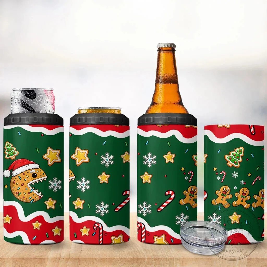 Christmas Gingerbread Cookies Candy Cane Holiday Can Cooler Tumbler 8 Christmas Gingerbread Cookies Candy Cane Holiday Can Cooler Tumbler