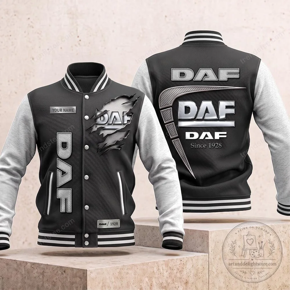 DAF Trucks Logo Black and White Varsity Jacket