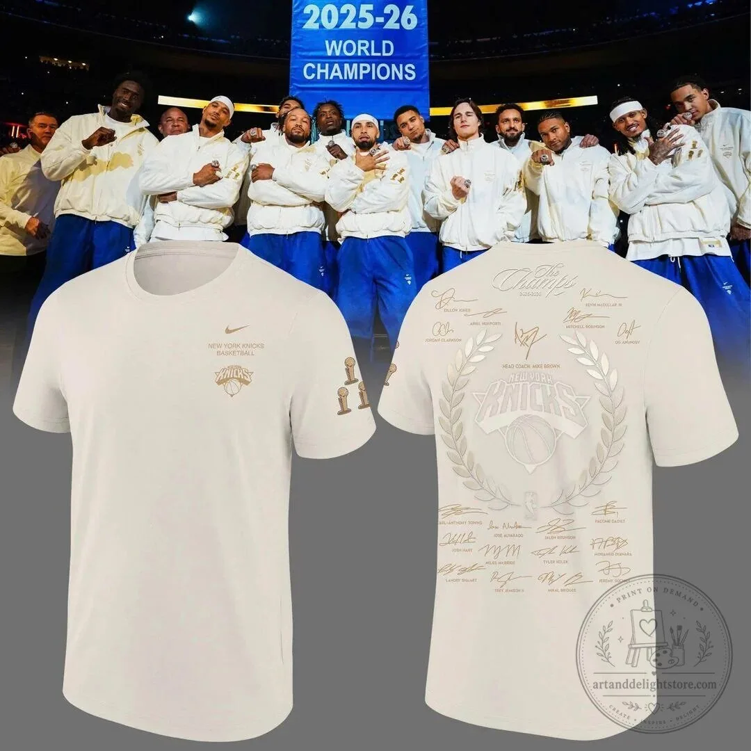 New York Knicks 2026 NBA Finals Champions Team Signatures T-Shirt