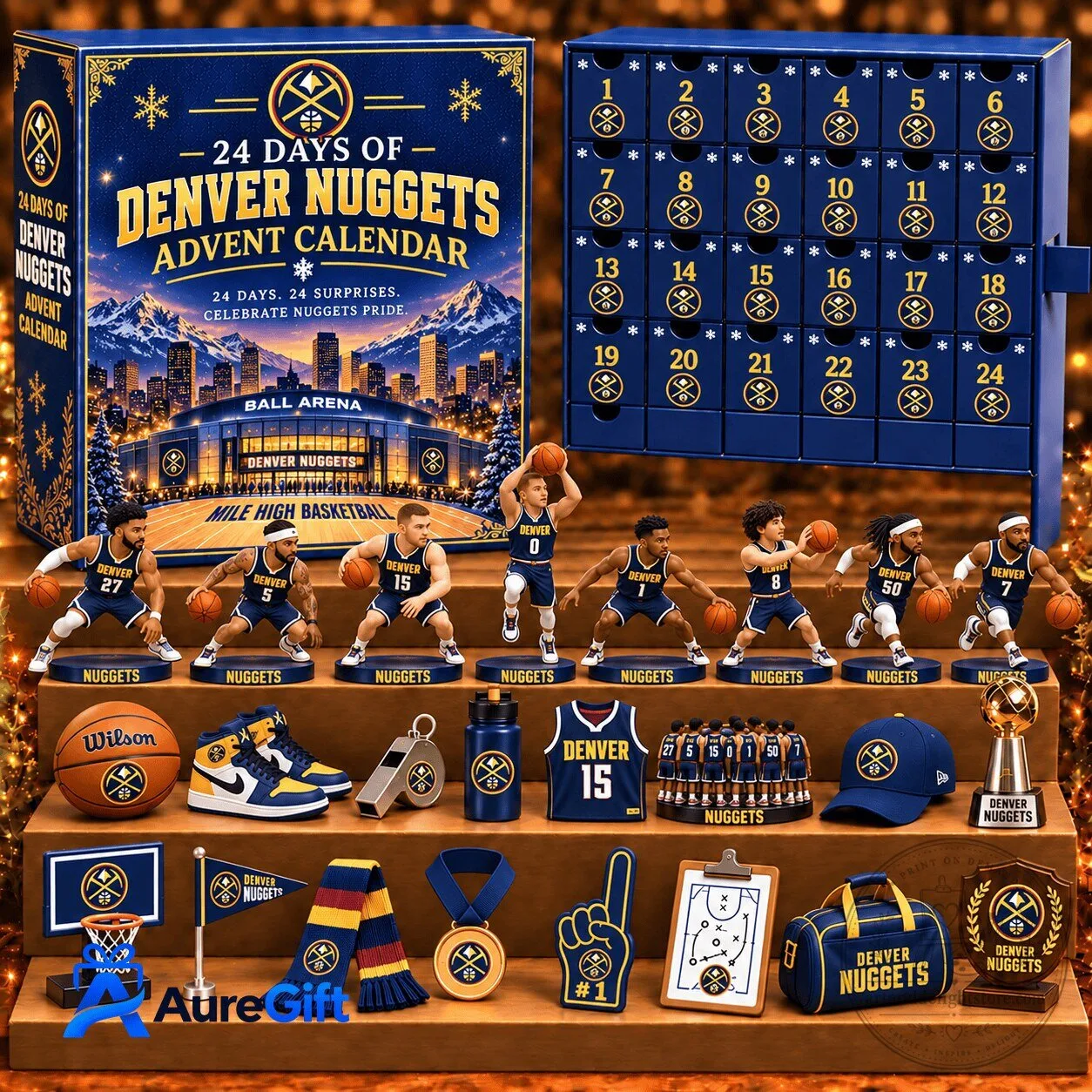 Denver Nuggets National Basketball Association Personalized 24 Days Of Basketball Advent Calendar 2D