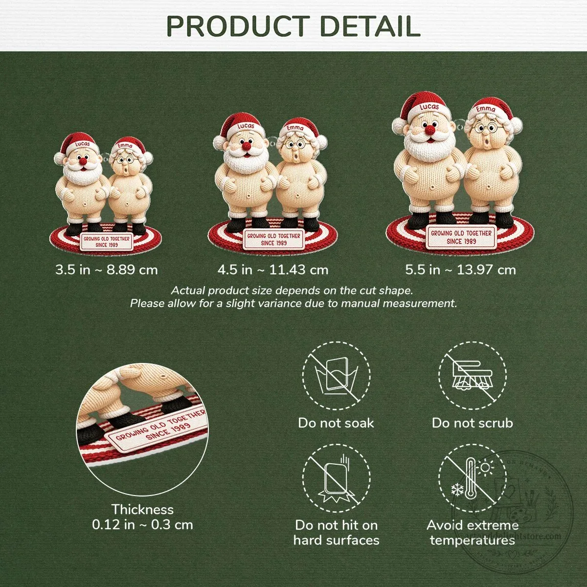 Personalized Santa Couple Growing Old Together Since 1989 Christmas Ornament 6 Personalized Santa Couple Growing Old Together Since 1989 Christmas Ornament