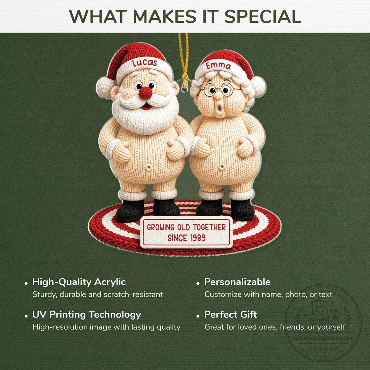 Personalized Santa Couple Growing Old Together Since 1989 Christmas Ornament 7 Personalized Santa Couple Growing Old Together Since 1989 Christmas Ornament