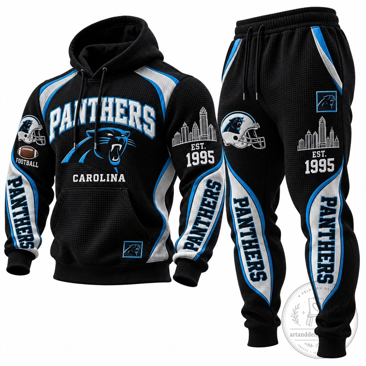 Carolina Panthers Football Team Waffle Knit Hoodie