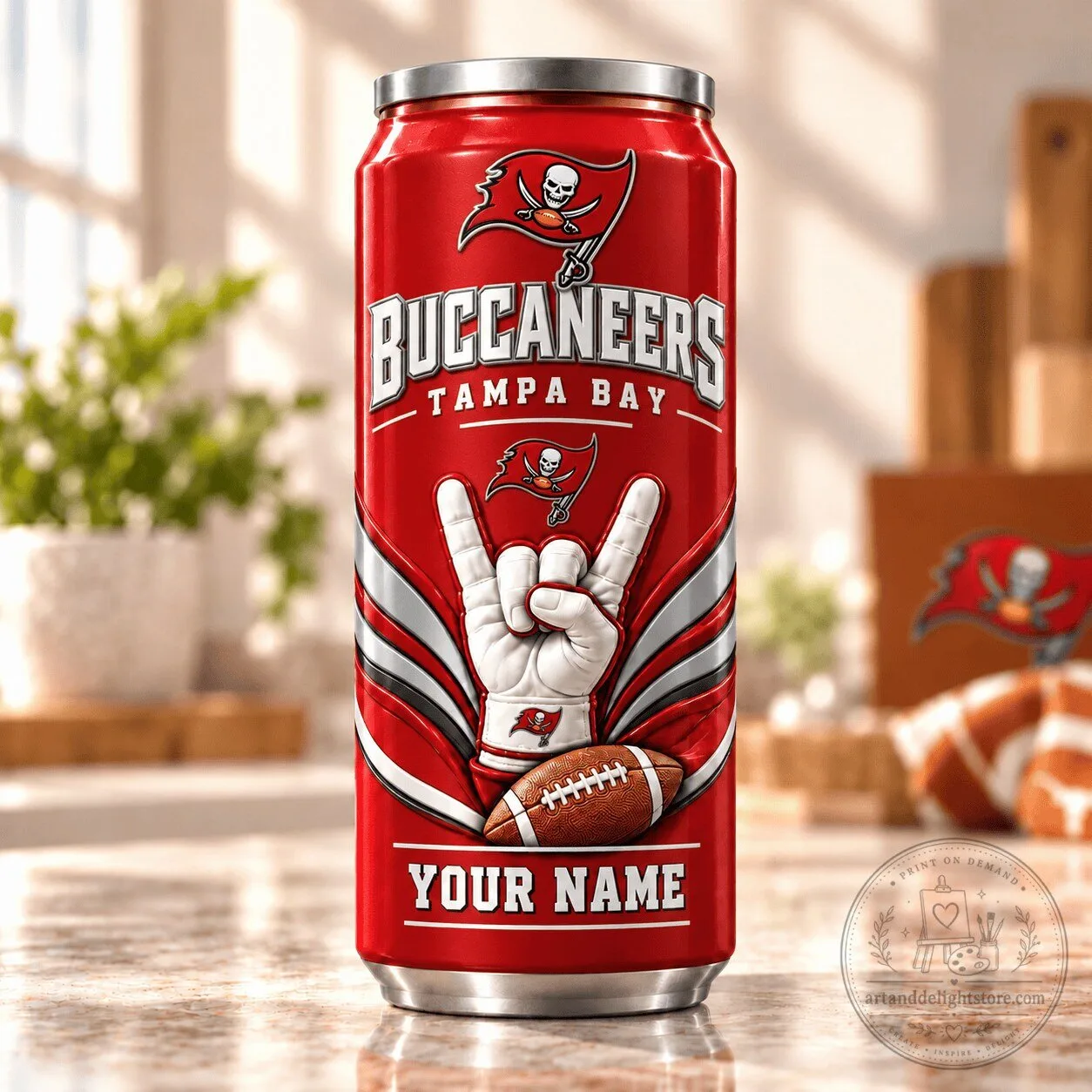 Tampa Bay Buccaneers Football Team Hand Sign Can Shaped Tumbler