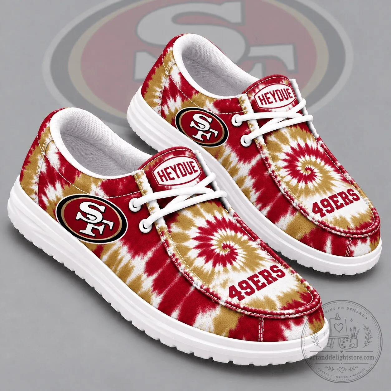 San Francisco 49ers Spiral Tie Dye Pattern Heydude Shoes
