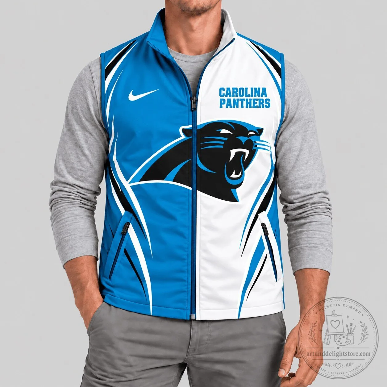 Carolina Panthers NFL Swoosh Panel Softshell Vest for Men