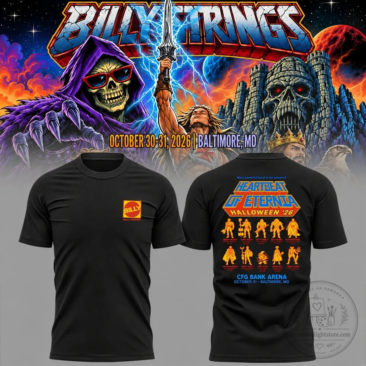 Heartbeat of Eternia Halloween 2026 Tour T-Shirt for Billy Strings in Baltimore