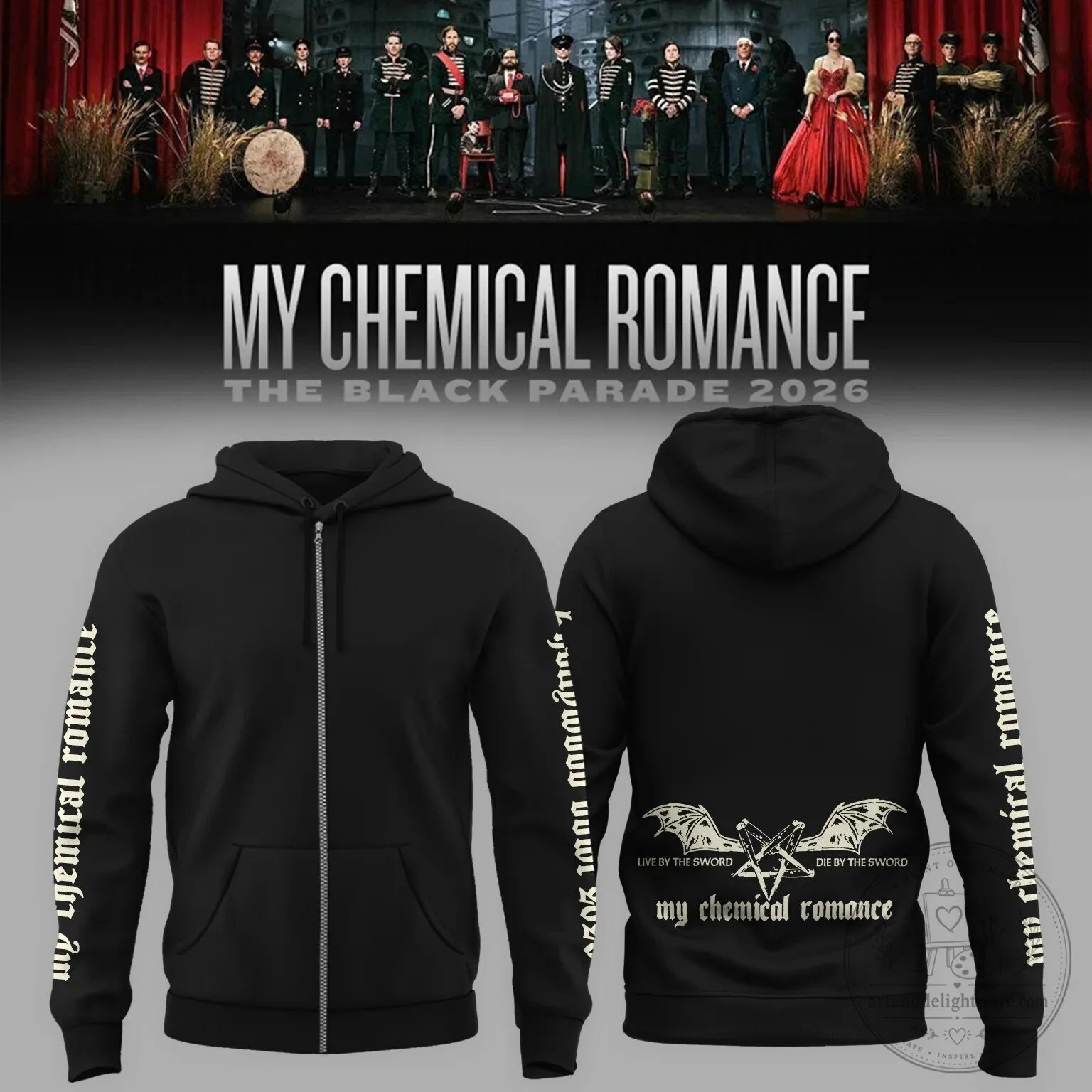My Chemical Romance The Black Parade 2026 Tour Black Zip-Up Hoodie